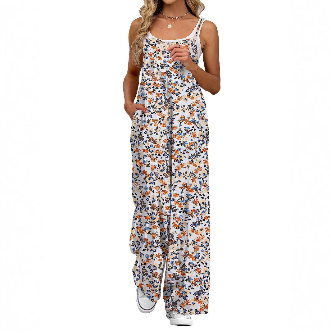 Summer American style adjustable shoulder straps printed casual suspenders