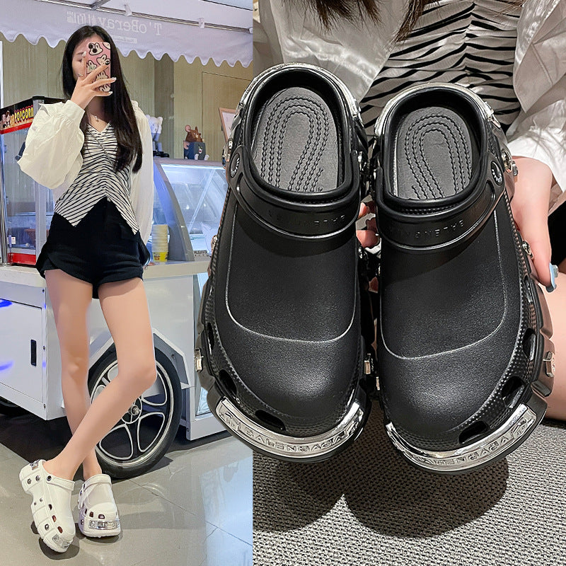 2025 new thick-soled height-enhancing rivet sandals