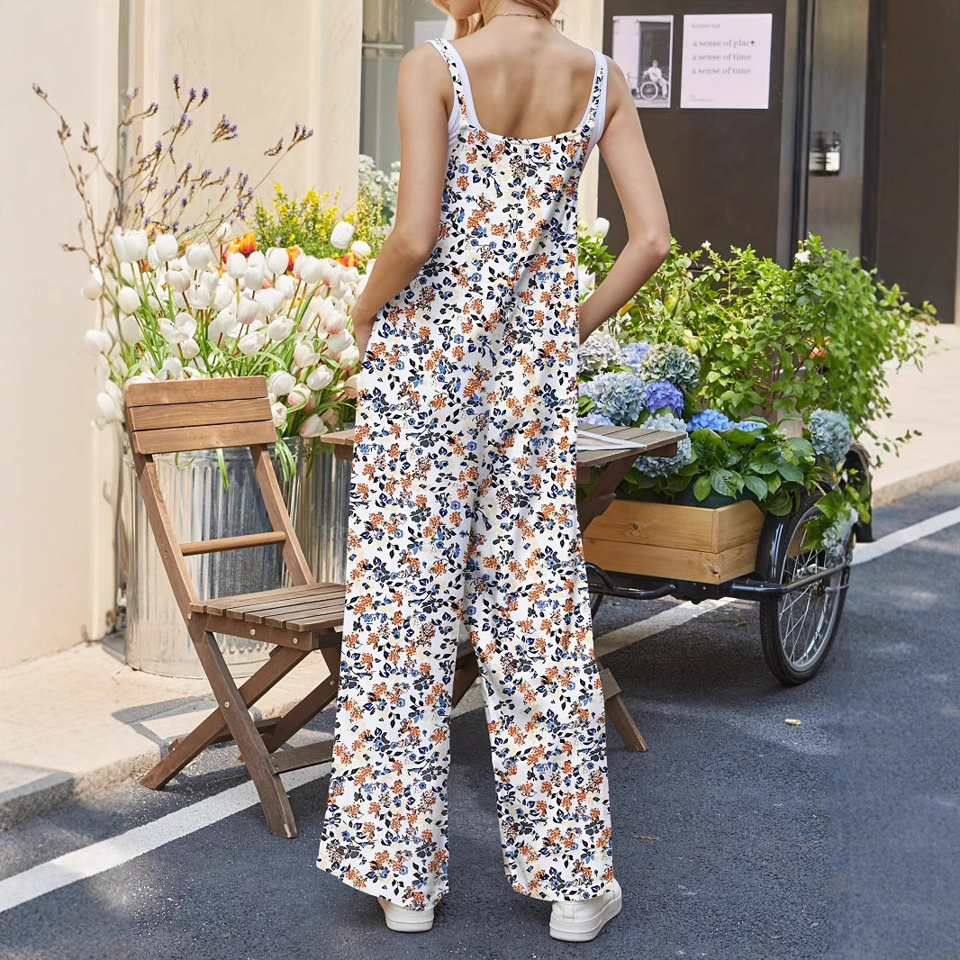 Summer American style adjustable shoulder straps printed casual suspenders