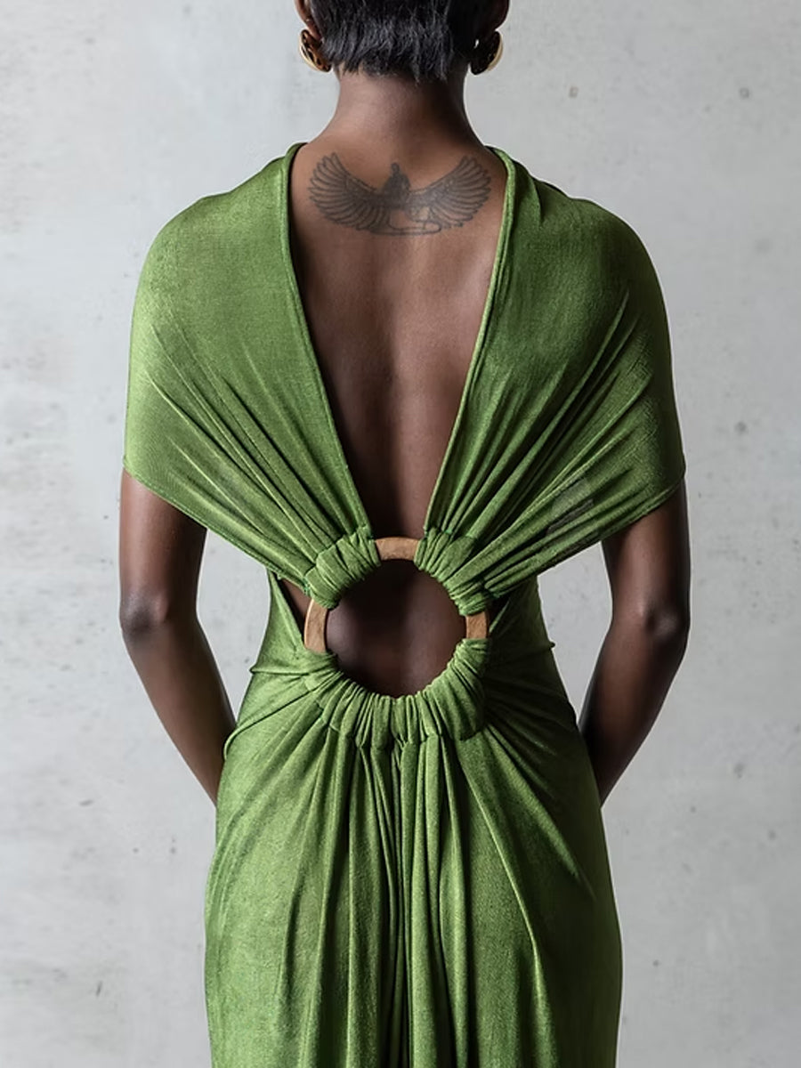 Elegant Cutout Fringed Edge Dress