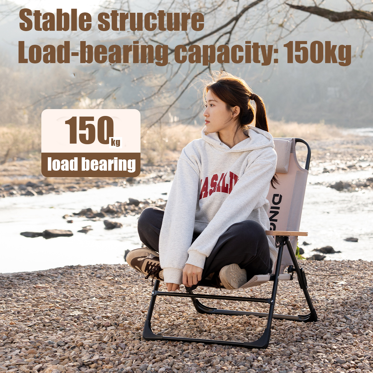 Outdoor camping chair high back portable folding chair lunch break chair leisure chair beach chair fishing stool