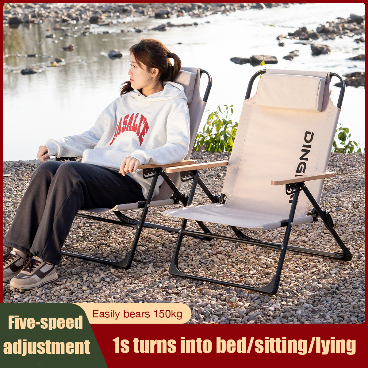 Outdoor camping chair high back portable folding chair lunch break chair leisure chair beach chair fishing stool