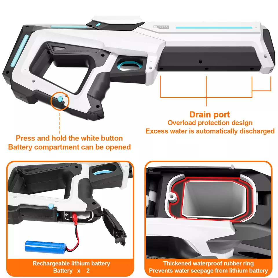 Electric Water Gun, Automatic High-Power Squirt Blaster for Kids & Adults