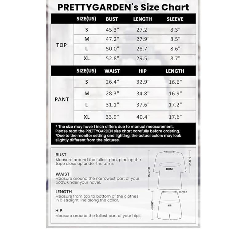 PrettyGarden Women's Summer Two-Piece Set 2025 Casual Oversized Shirts Biker Shorts Matching Airport Travel Outfit Split Hem Lounge