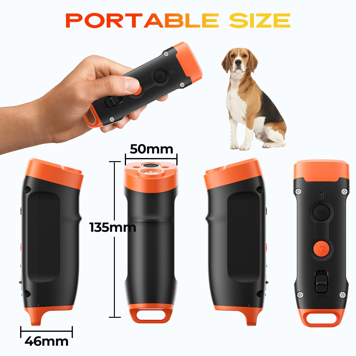 Rechargeable portable anti-barking dog repellent Intelligent frequency conversion LED dog barking stopper Ultrasonic barking stopper