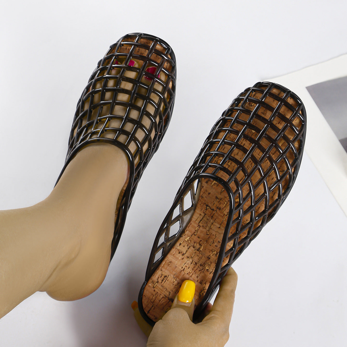 Crystal hole half-covered slippers for women summer lazy home slippers for outdoor wear