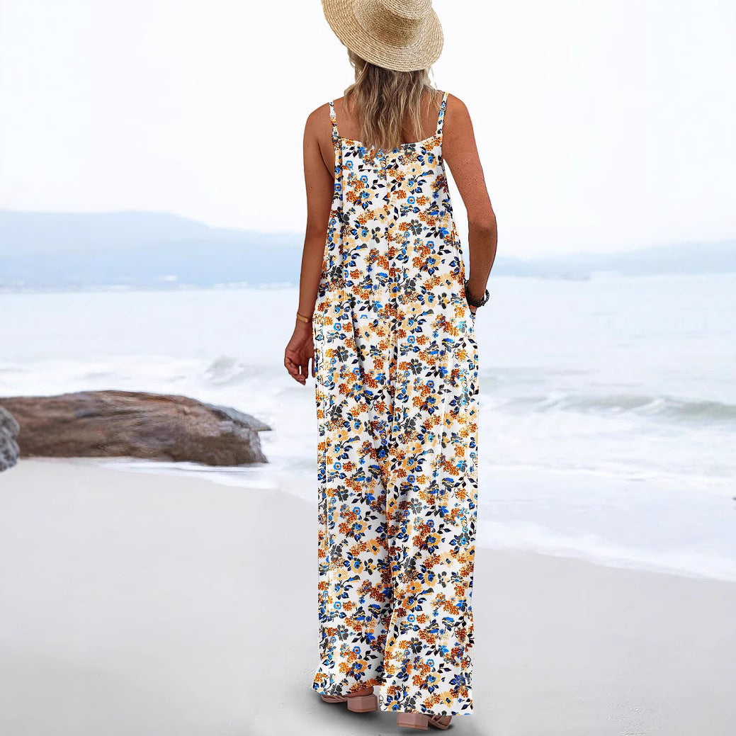 Summer American style adjustable shoulder straps printed casual suspenders