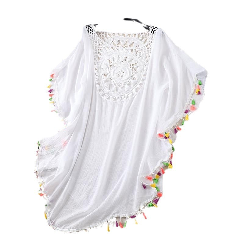 New holiday hand-crocheted solid color splicing beach skirt