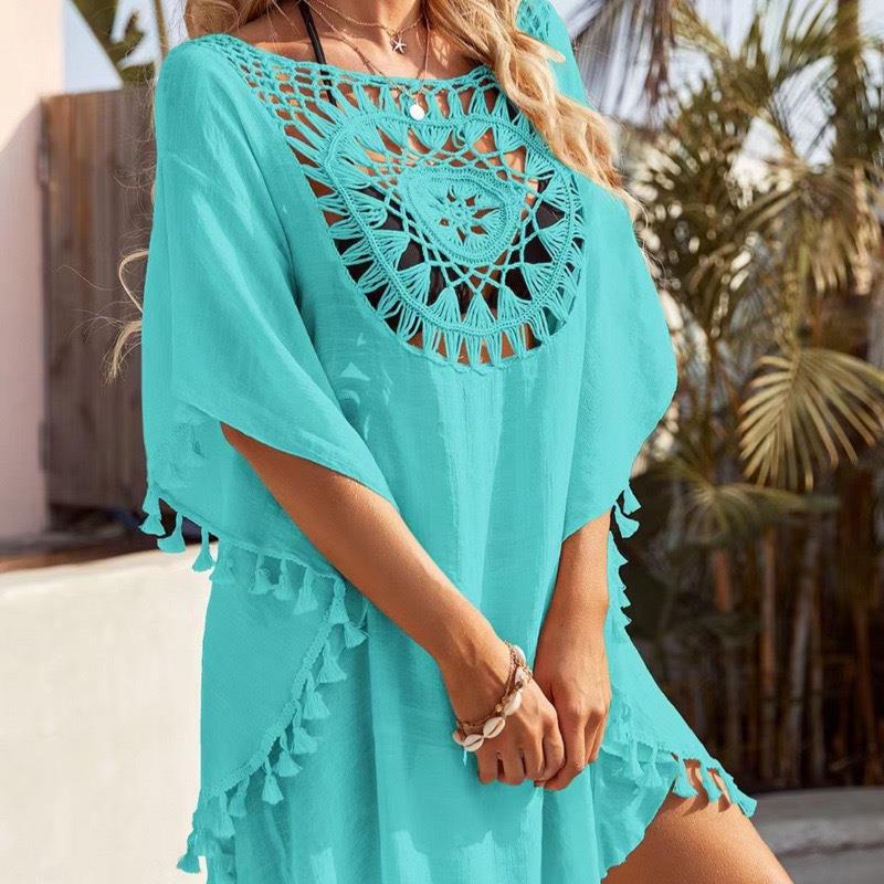 New holiday hand-crocheted solid color splicing beach skirt