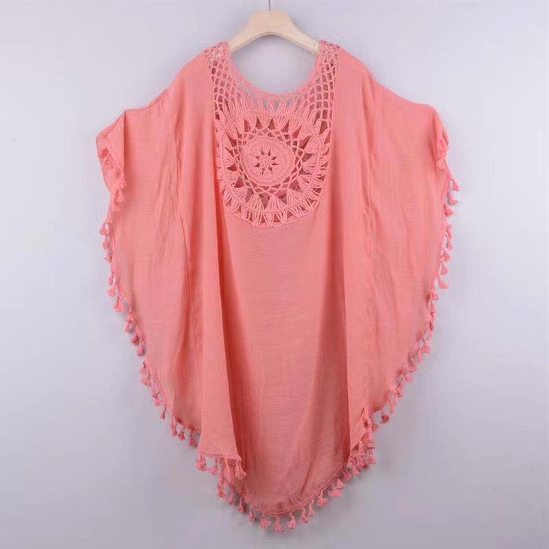 New holiday hand-crocheted solid color splicing beach skirt