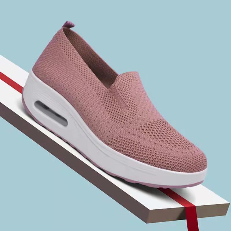 Sports shoes 2025 new thick-soled air cushion casual shoes mesh slip-on height-increasing walking shoes