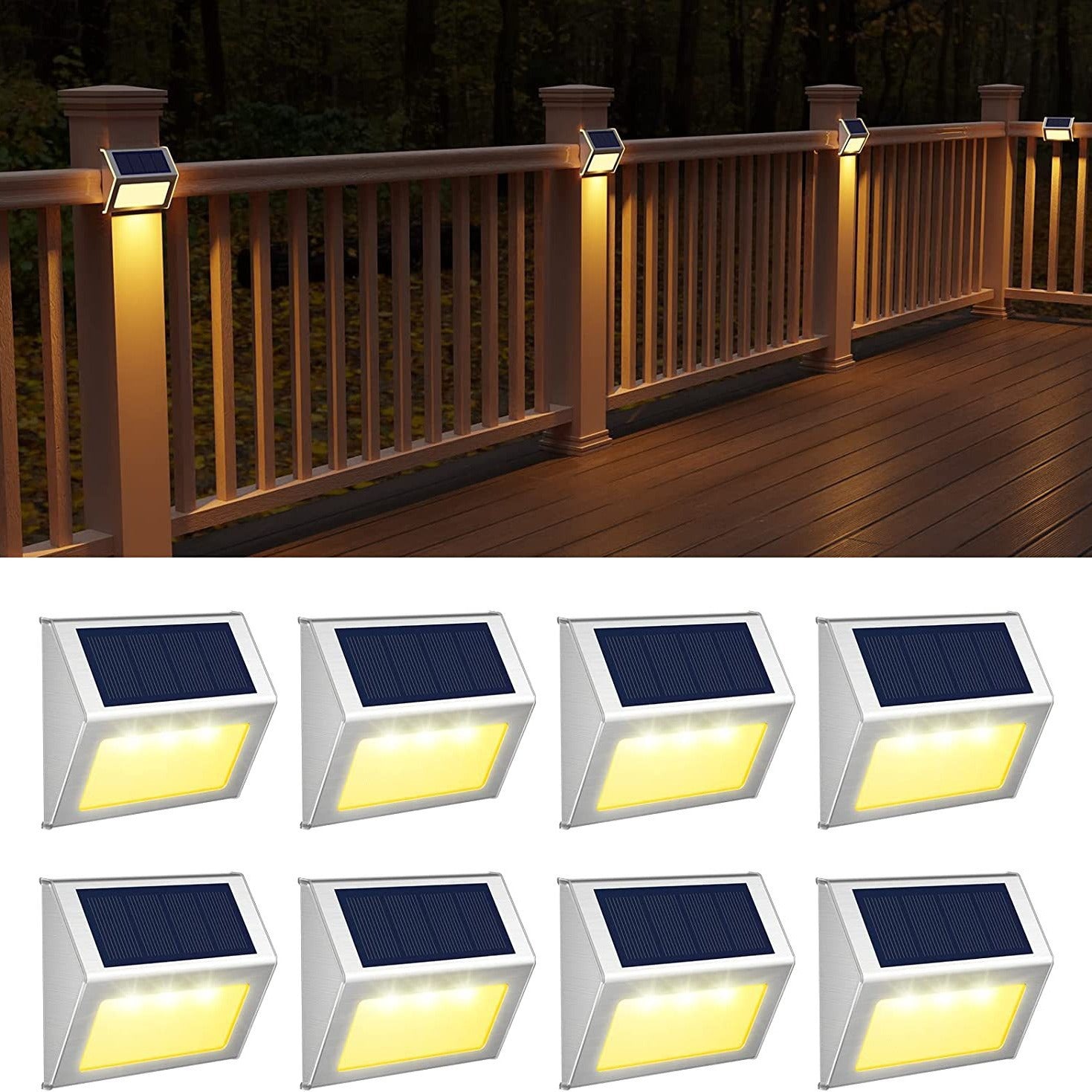 Solar Stair Step Stainless Steel 3LED Outdoor Rainproof Stair Light