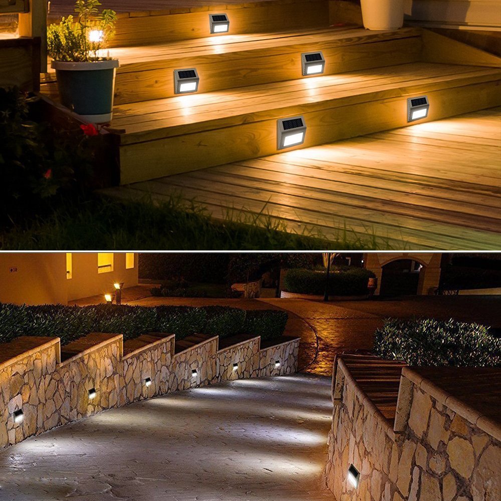 Solar Stair Step Stainless Steel 3LED Outdoor Rainproof Stair Light