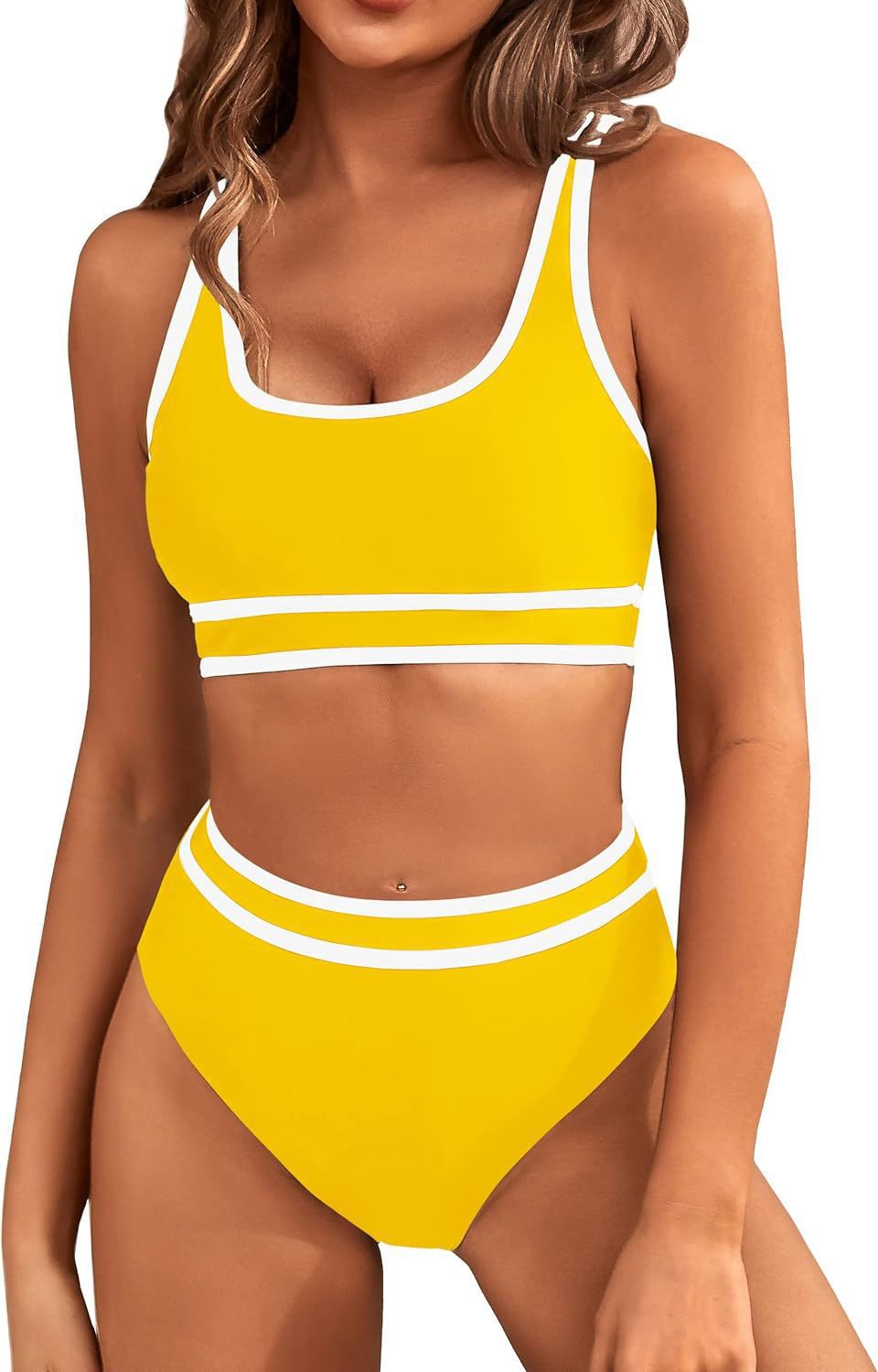 European and American swimsuit women's split bikini tight sexy solid color, bikini tight solid color swimsuit women, women's polyester suit