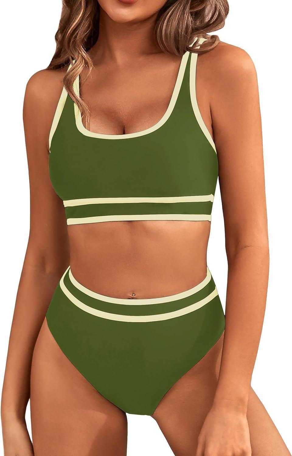 European and American swimsuit women's split bikini tight sexy solid color, bikini tight solid color swimsuit women, women's polyester suit