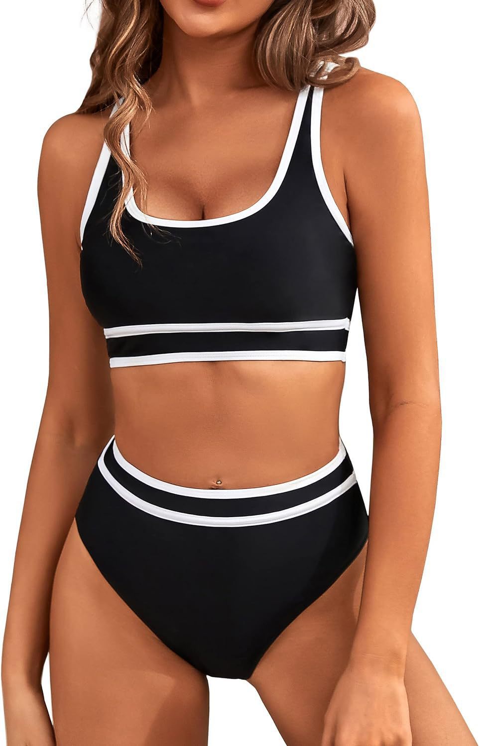 European and American swimsuit women's split bikini tight sexy solid color, bikini tight solid color swimsuit women, women's polyester suit