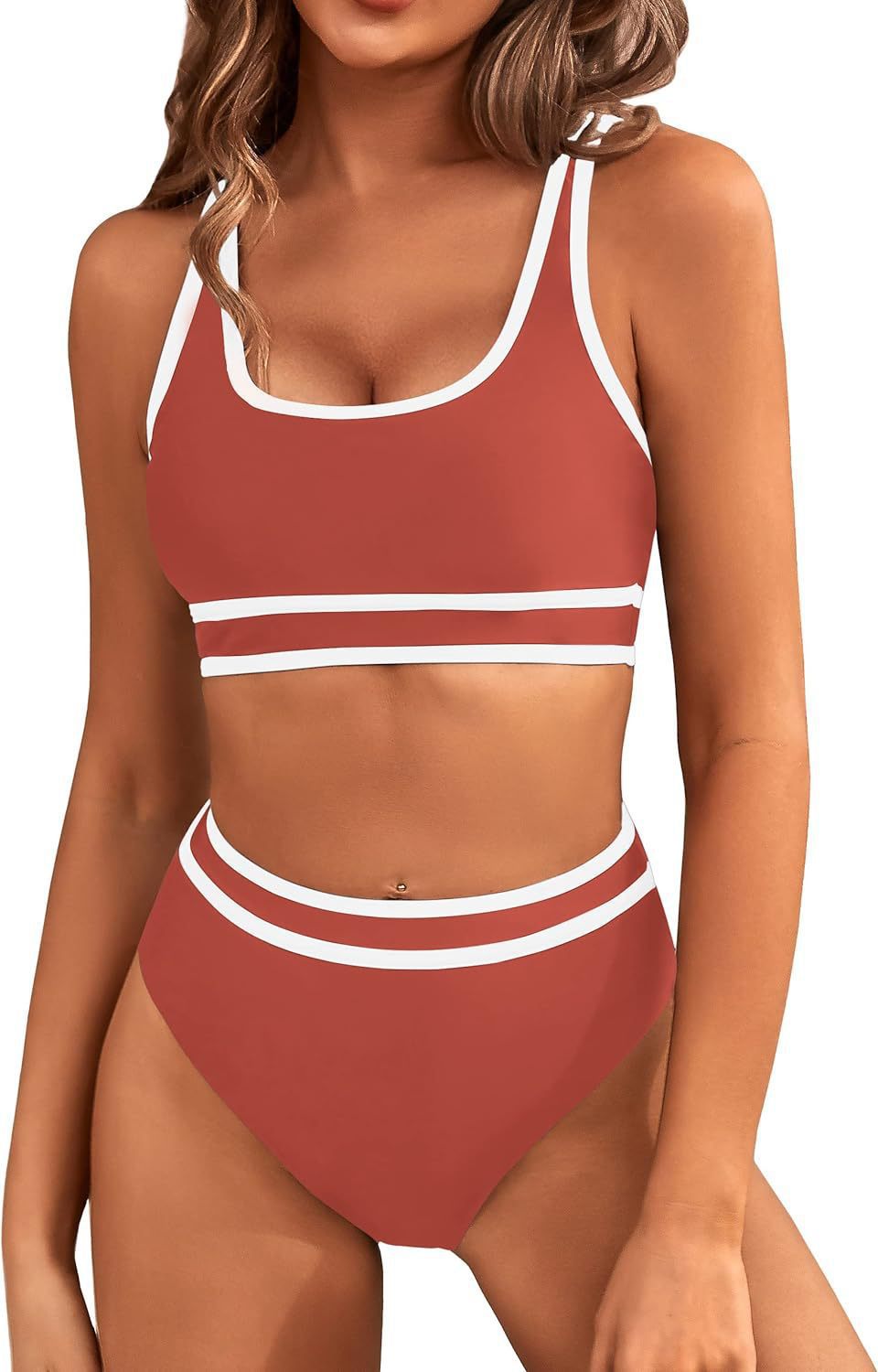European and American swimsuit women's split bikini tight sexy solid color, bikini tight solid color swimsuit women, women's polyester suit