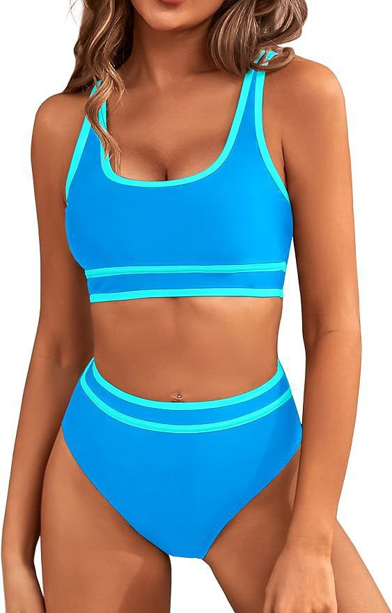 European and American swimsuit women's split bikini tight sexy solid color, bikini tight solid color swimsuit women, women's polyester suit