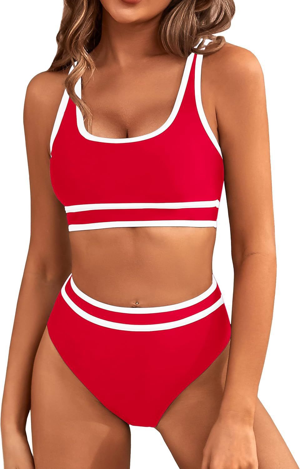European and American swimsuit women's split bikini tight sexy solid color, bikini tight solid color swimsuit women, women's polyester suit