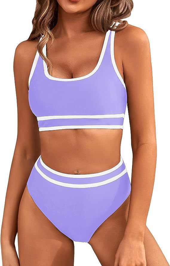 European and American swimsuit women's split bikini tight sexy solid color, bikini tight solid color swimsuit women, women's polyester suit