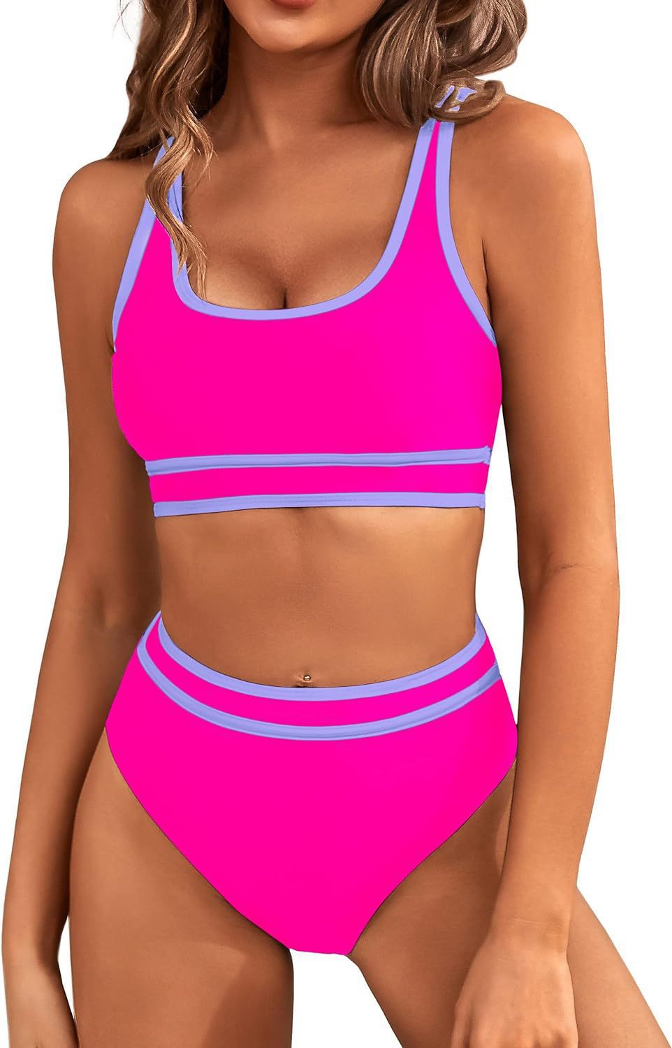 European and American swimsuit women's split bikini tight sexy solid color, bikini tight solid color swimsuit women, women's polyester suit